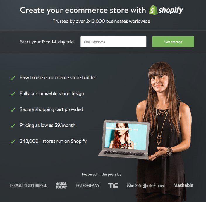 Mẫu landing page bán hàng Shopify