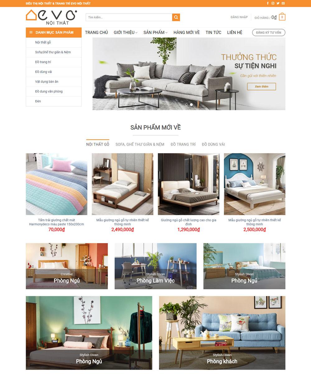 Mẫu thiết kế website nội thất Evo đẹp nhất hiện nay
